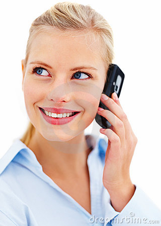 Stock Photo  Happy Young Lady Talking On Mobile Phone  Image  7523830