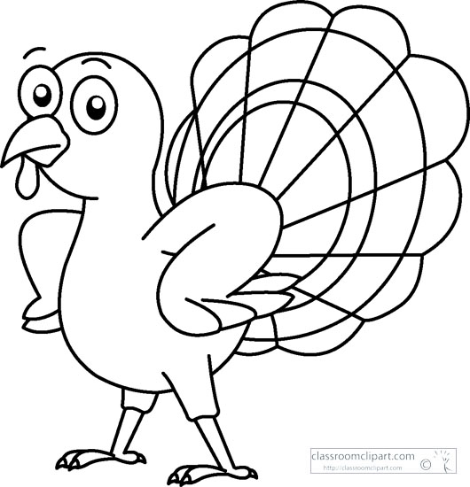 Thanksgiving Turkey Black White Outline Clipart   Classroom Clipart