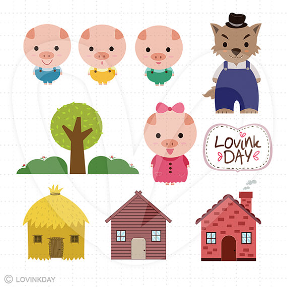 Three Little Pigs Clip Art Set D13014 By Lovinkday On Etsy