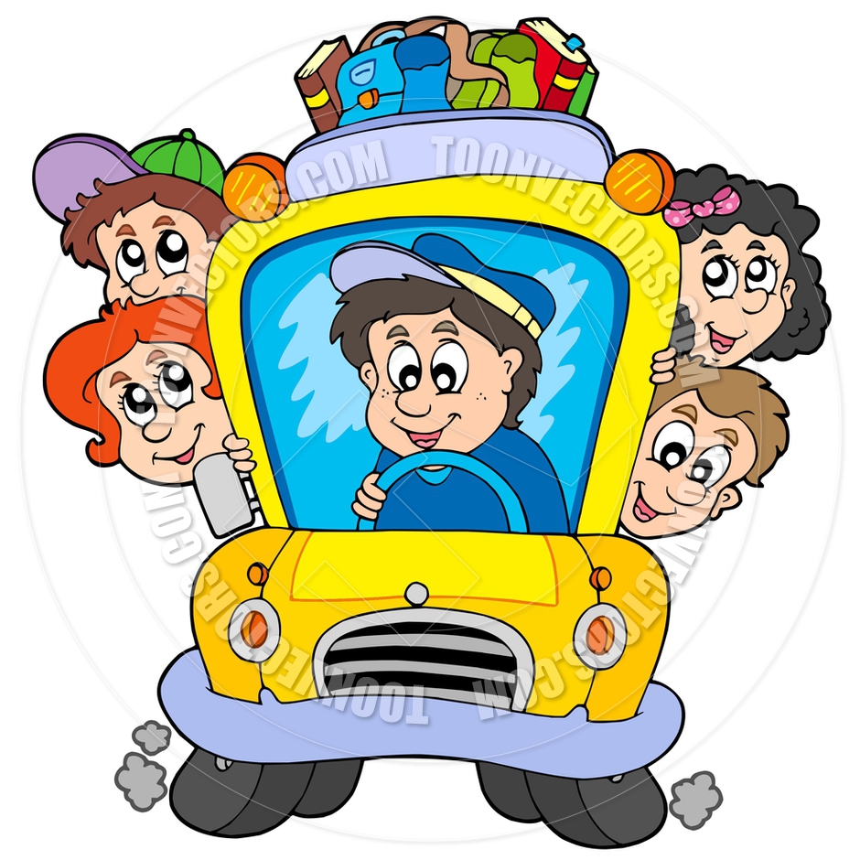 Cartoon School Bus With Children By Clairev   Toon Vectors Eps  41276