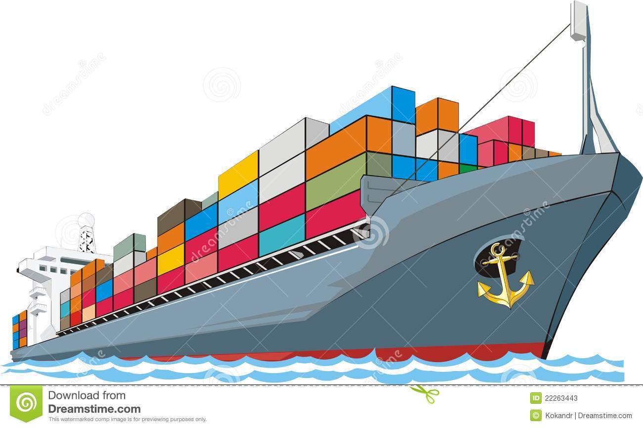Civil Cargo Ship With Containers