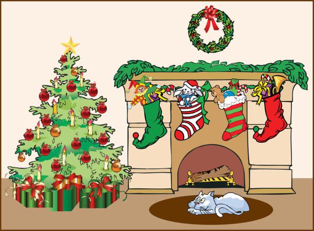 Clip Art Of A Fireplace With The Stockings Hung   Dixie Allan