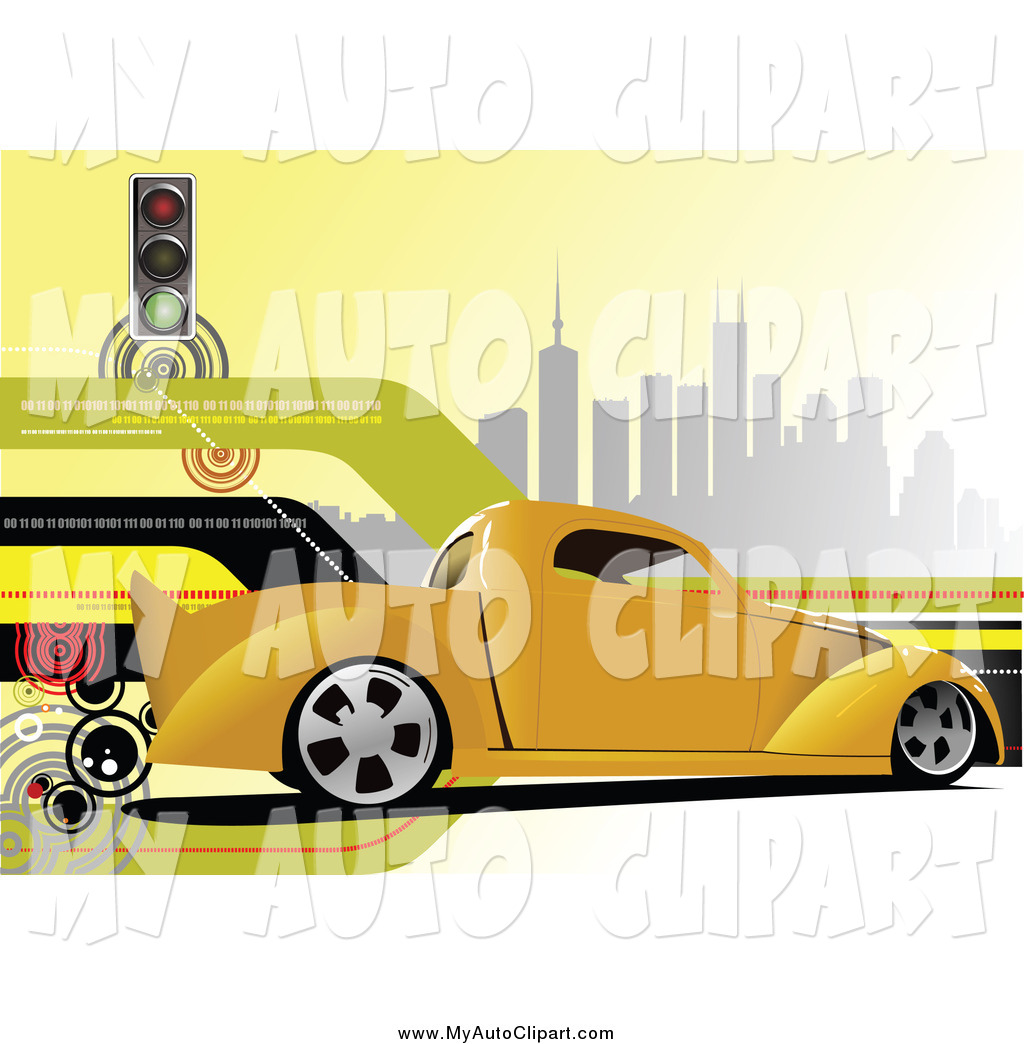 Clip Art Of A Yellow Pickup Truck On An Urban Background By Leonid