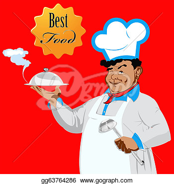 Illustration   Funny Happy Chef Food For Gourmet  Clip Art Gg63764286