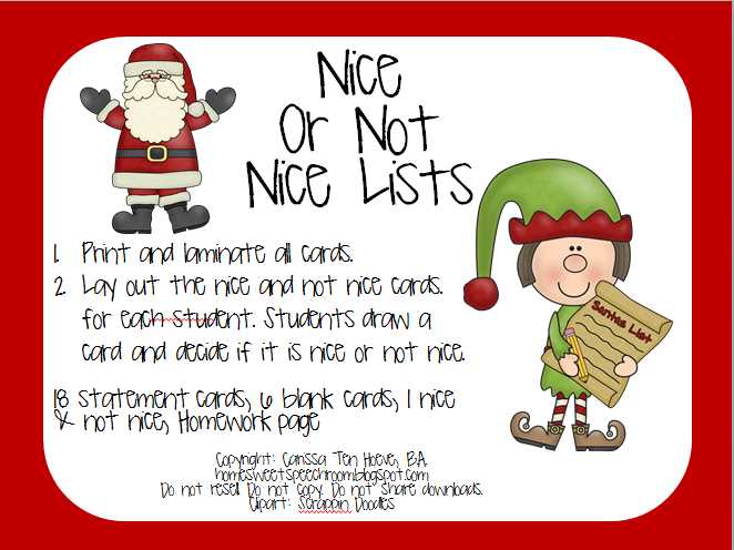 Nice Or Not Nice  Based On Santa S Nice List And Naughty List