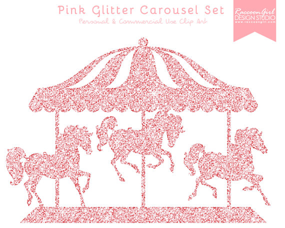 50  Off Pink Glitter Carousel Clip Art Set   Personal   Commercial Use