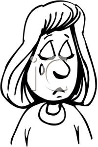 Black And White Woman Crying   Royalty Free Clipart Picture