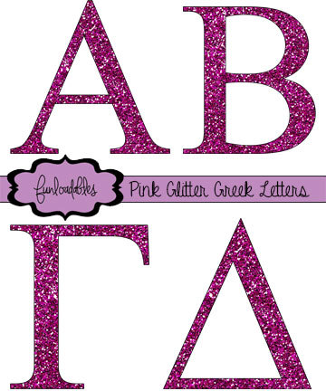 Pink Glitter   Greek Alphabet   Clip Art