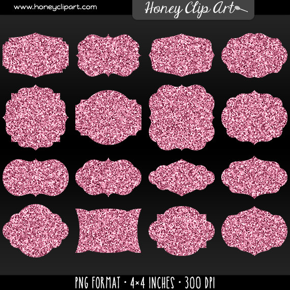 Pink Glitter Label Clip Art   Printable Pink Sparkle Tag Clipart