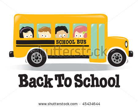 School Bus Side View Flat Front Stock Vector Back To School Bus W Kids    