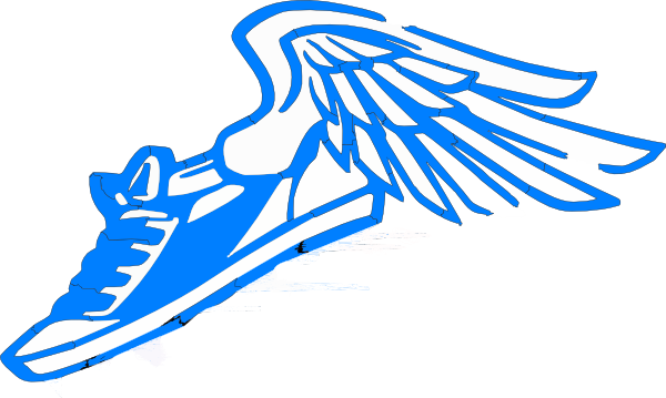 Blue Running Shoe With Wings Clip Art At Clker Com   Vector Clip Art