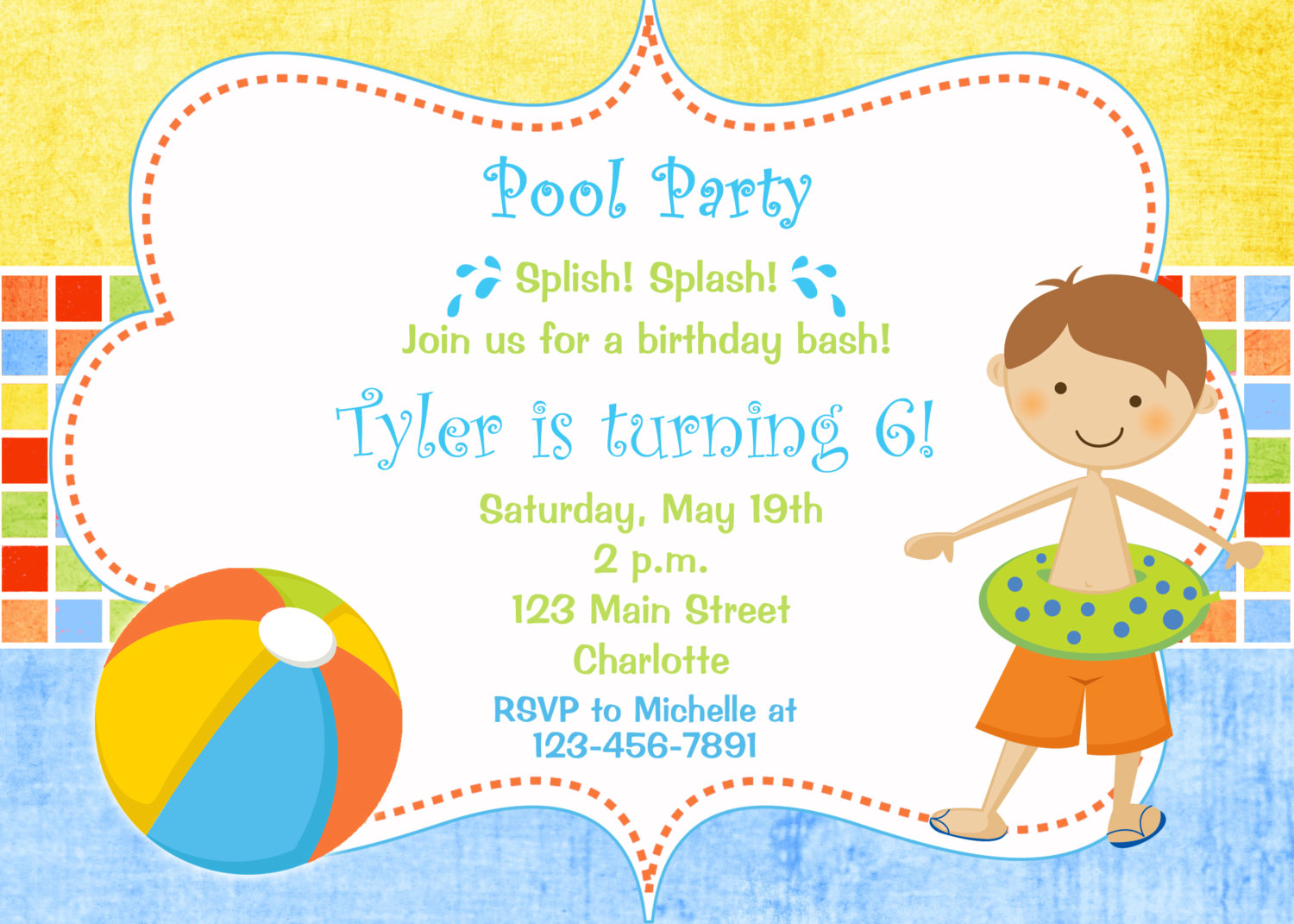 Party Invitations  Pool Party  Kids Swimming Pool Clip Art
