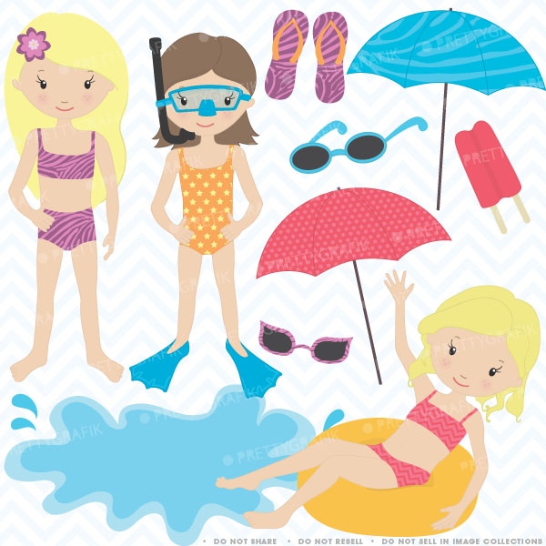Pool Party Girls Clipart Pool Party Clipart Commercial Use