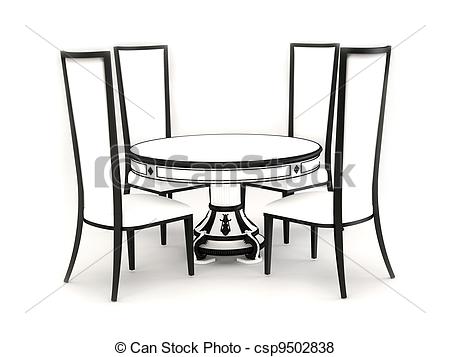 Stock Illustration   Chairs With Round Table Isolated On   Stock