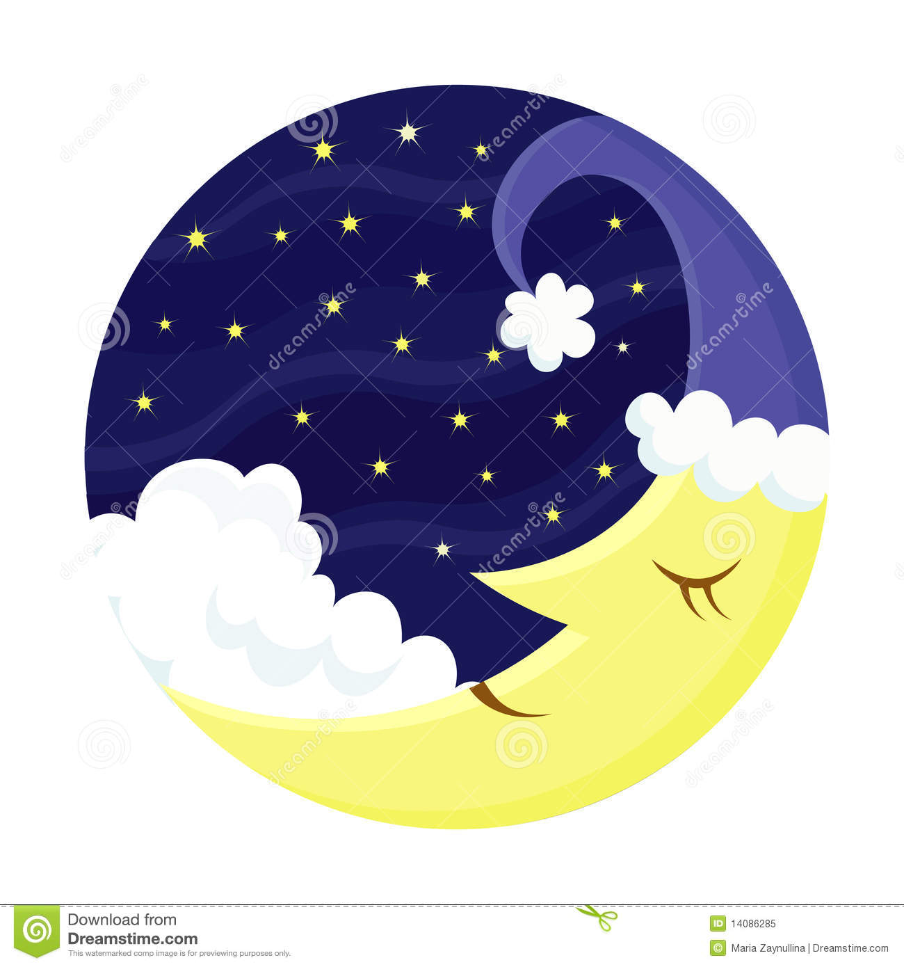 Cute Sleeping Moon Royalty Free Stock Photo   Image  14086285