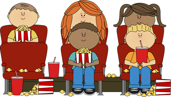 Movie In Theater Clip Art   Kids Watching Movie In Theater Image
