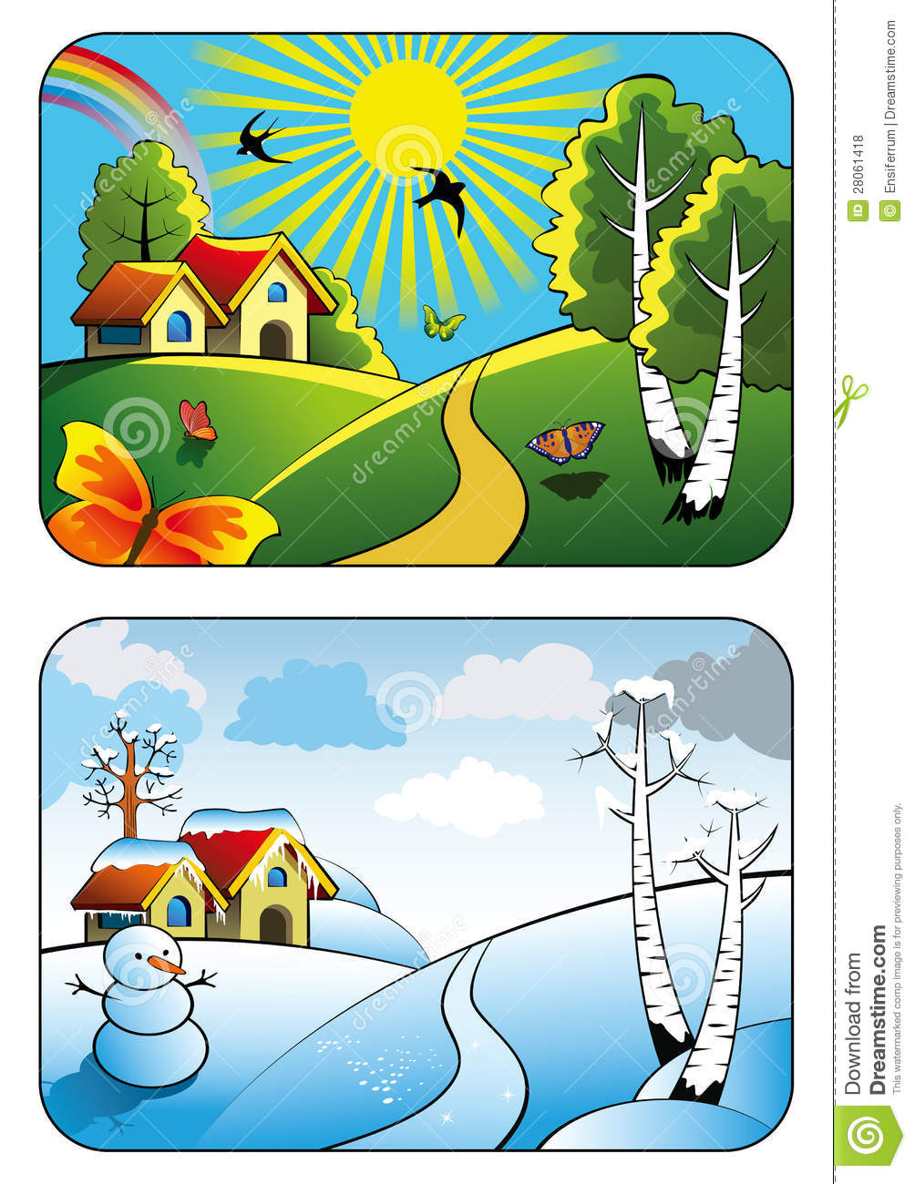 Winter And Summer Landscape Royalty Free Stock Photos   Image