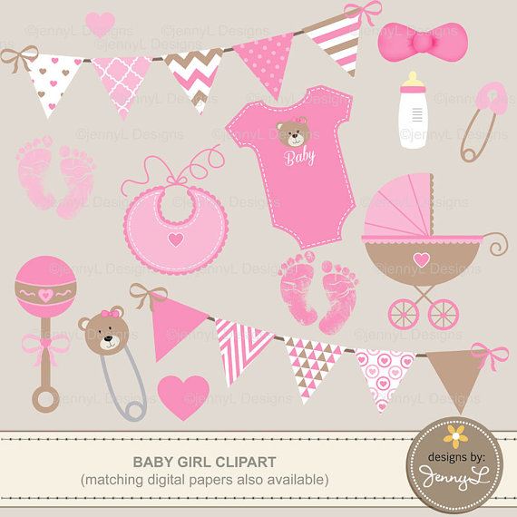 Baby Shower Clipart Baby Girl Bib Carriage Baby Shirt Safety Pin