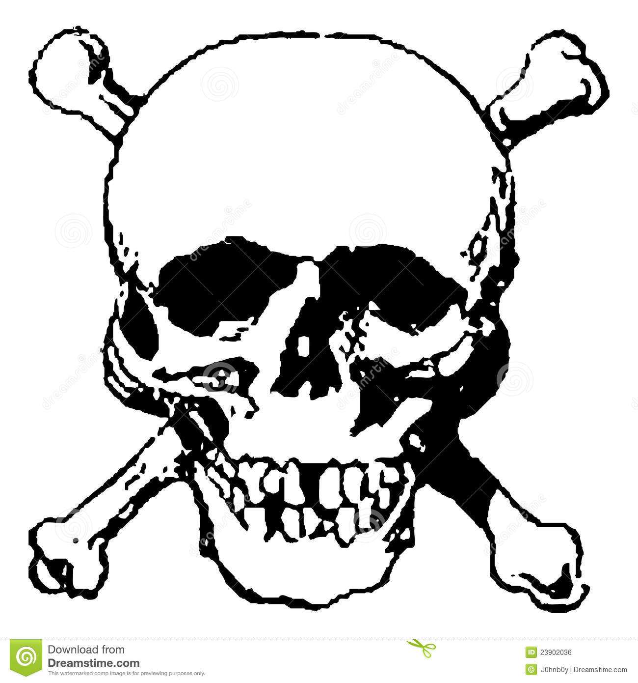 Black And White Computer Generated Skull And Crossbones