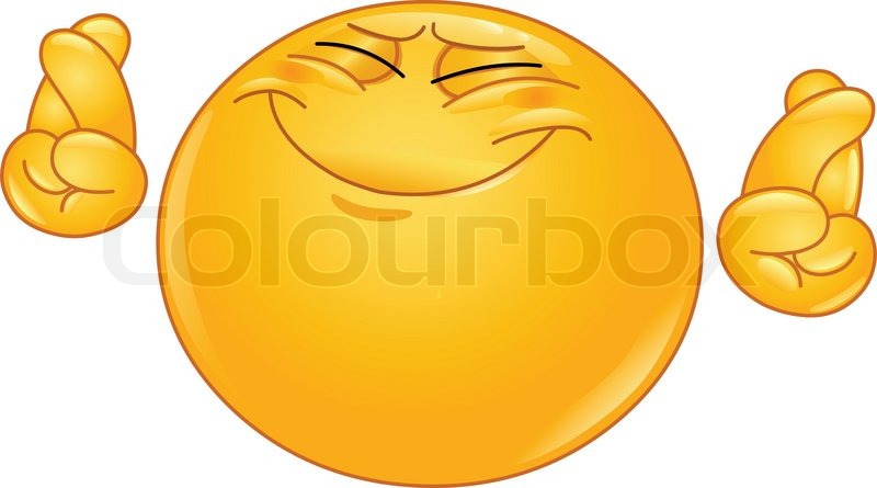 Emoticon Hoping Hard With Crossed Fingers   Vector   Colourbox