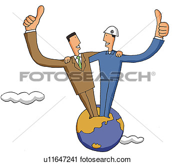 Clipart Of Earth People Industry Business Men Agreement Computer