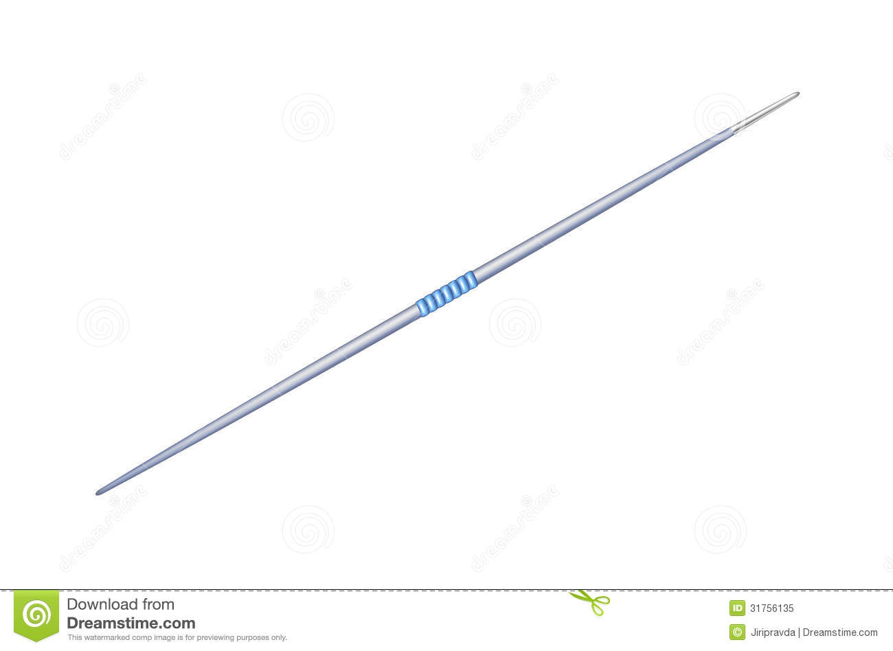 Javelin In Blue Design With Metal Tip On White Background