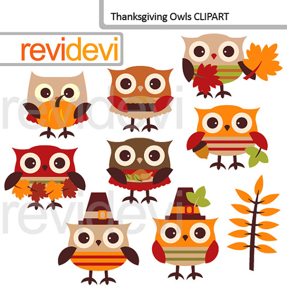 Clipart Thanksgiving Owls   Autumn Fall Seasons Owl Clip Art