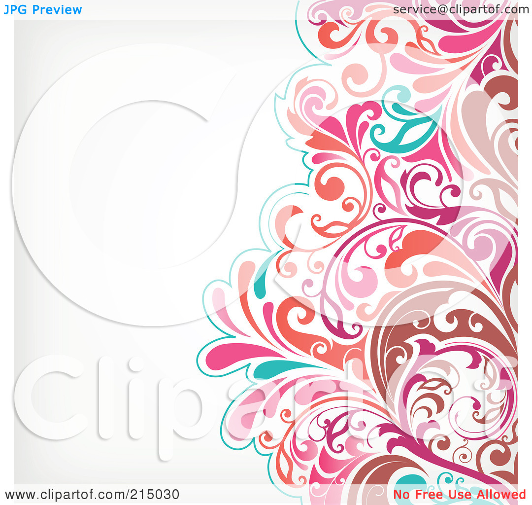 Free Rf Clipart Illustration Of A Brown Pink And Turquoise Floral