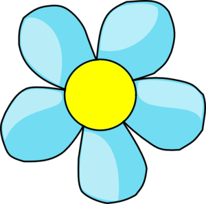 Turquoise Blue Flower With Yellow Center Clip Art   Vector Clip