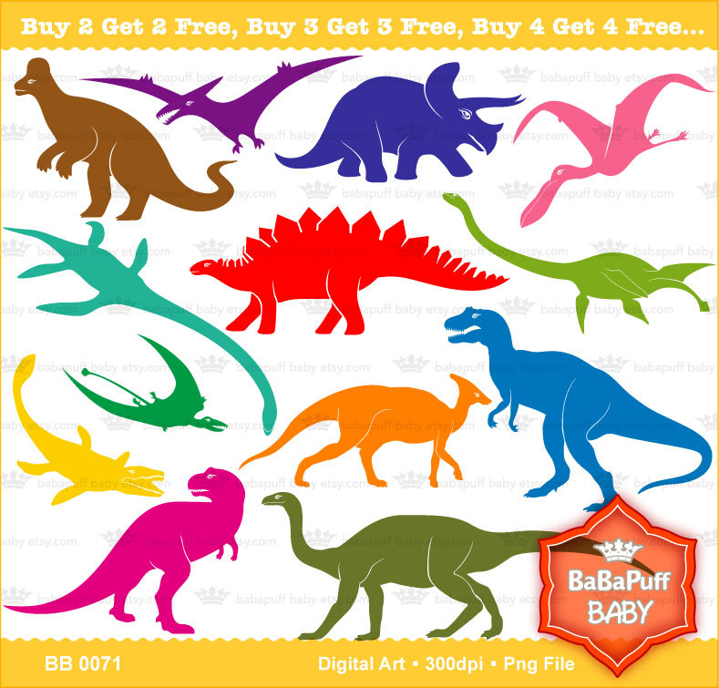 Dinosaur Silhouette Clip Art Personal And Small By Babapuffbaby