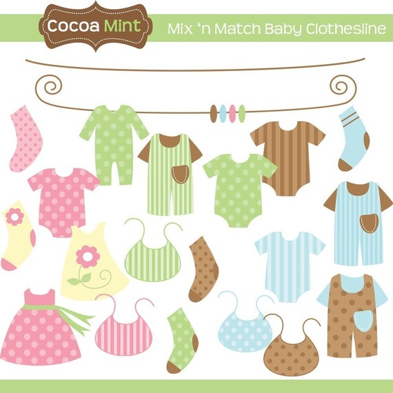 Mix N Match Baby Clothesline Clip Art By Cocoamint On Etsy
