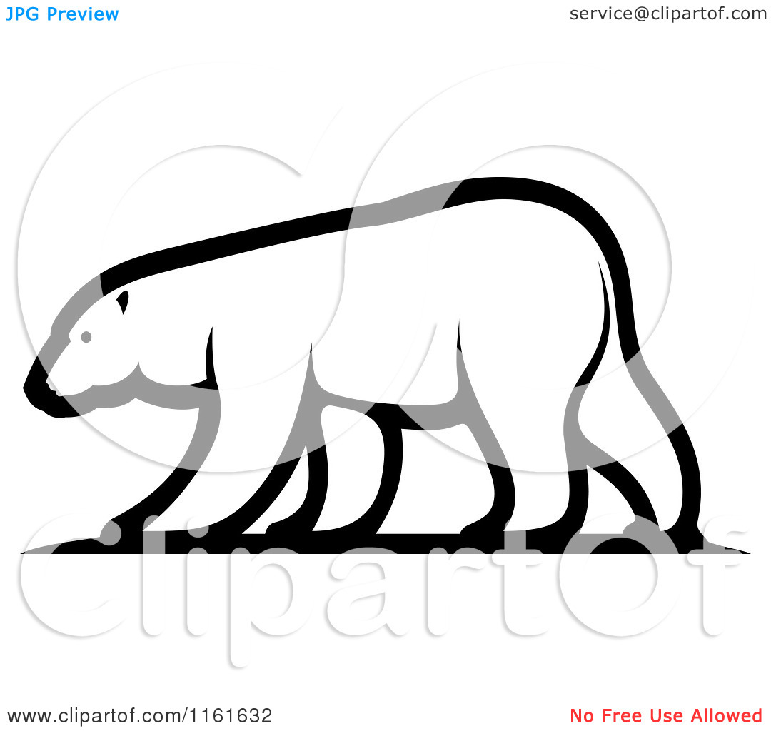 Polar Bear Clip Art Clipart Of A Black And White Walking Polar Bear In