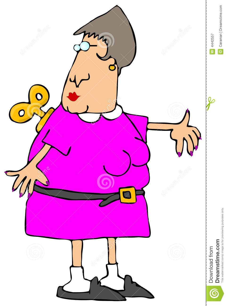 This Illustration Depicts A Woman With A Wind Up Key On Her Back