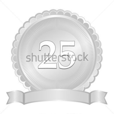 Anniversary Seal Or Medallion With Ribbon Banner And Scalloped Edge