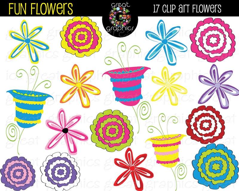 Whimsical Flower Printable Clip Art For Diy Paper Crafts