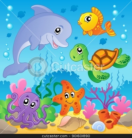 Image With Undersea Theme 2 Stock Vector Clipart Image With Undersea