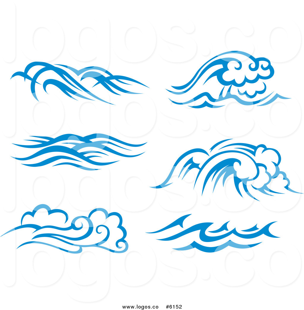 Royalty Free Clip Art Vector Logos Of Blue And White Ocean Surf Waves