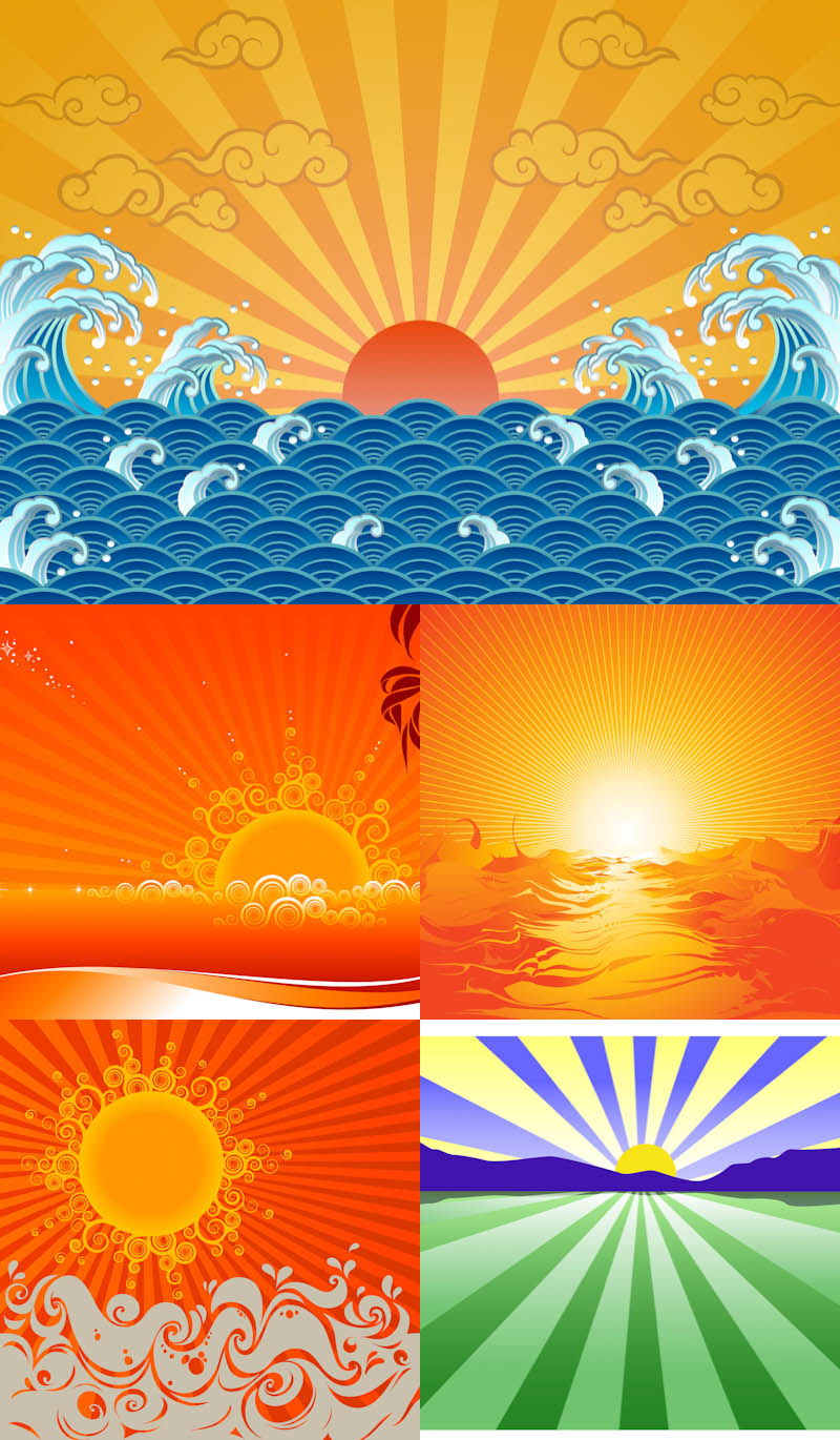 Sunrise And Sunset Vector Set Of 5 Vector Sunrise And Vector    