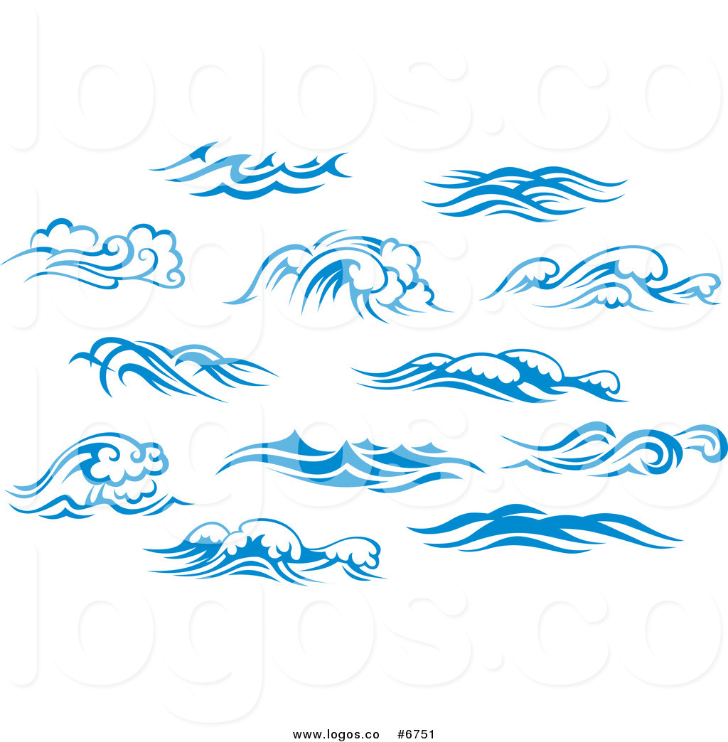 Vector Logos Of Blue And White Ocean Surf Waves By Seamartini Graphics