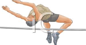 Male Athlete Clearing The High Bar Jump   Royalty Free Clipart Picture