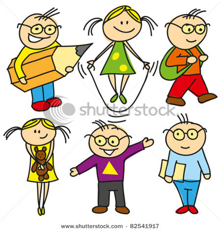 Vector Clip Art Picture Of Cartoon Boys And Girls Children Playing
