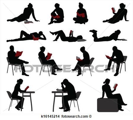 Clipart Of Silhouettes Of People Reading Books K16145214   Search Clip