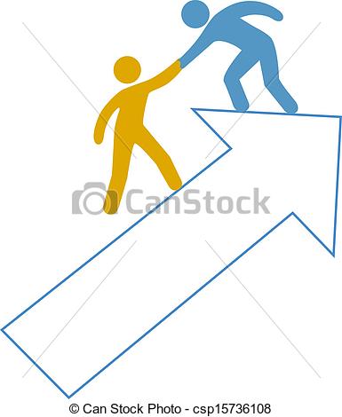 Vector Clipart Of People Helping Hand Up Arrow   Person Helping Friend