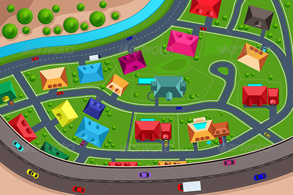 Graphicriver Houses In Suburban Viewed From Above 6997329