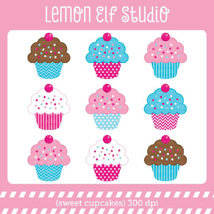Sweet Cupcakes Digital Clipart  Les Cl04b