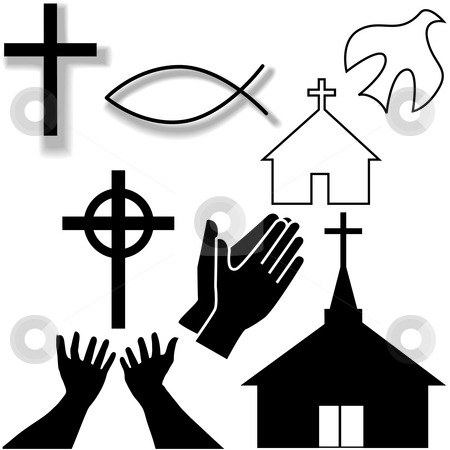 Symbol Icons Set Stock Vector Clipart Churches Crosses Holy Spirit