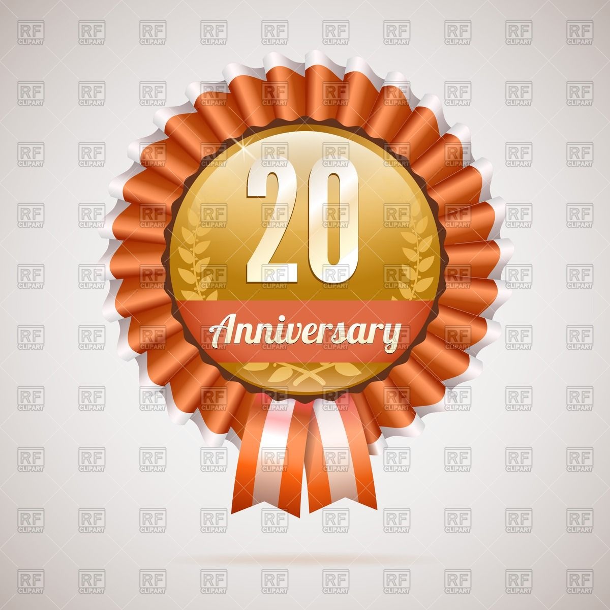 20 Years Anniversary   Golden Rosette With Ribbons 41783 Download