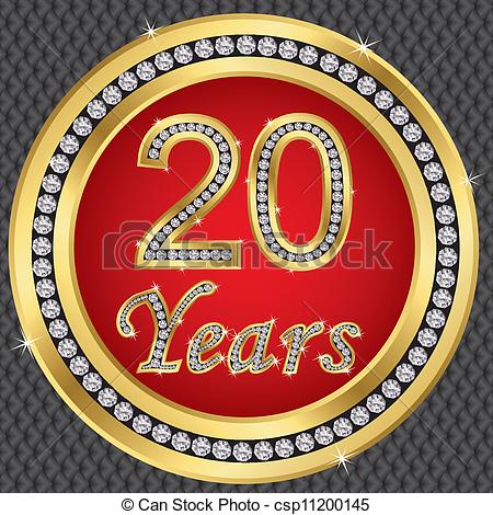 Eps Vector Of 20 Years Anniversary Happy Birthday Golden Icon With