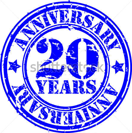 Grunge 20 Years Anniversary Rubber Stamp Vector Illustration Clip