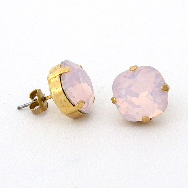 La Vie Parisienne Earrings   Rose Quartz Crystal Studs Pink